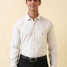 Allen Solly Men Slim Fit Vertical Striped Spread Collar Pure Cotton Formal Shirt-picture-29