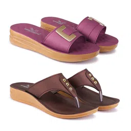 BERSACHE Women Pack Of 2 Casual Open-Toe & T-Strap Flats-image-73