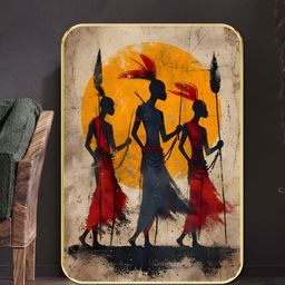 Myntra Elegant Homes Beige & Yellow African Tribal Printed Wall Art-image-9