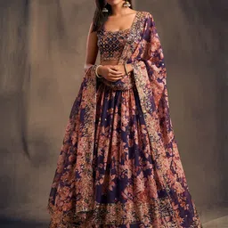 DIVASTRI Embellished Sequinned Semi-Stitched Lehenga & Unstitched Blouse With Dupatta-picture-26