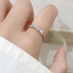 SALTY Margaret Silver Plated Stone Studded Finger Ring-3