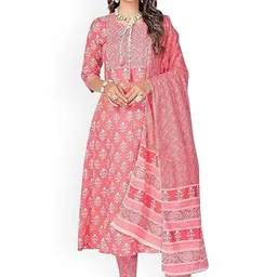 KALINI Women Floral Printed Regular Pure Cotton Kurta with Trousers & With Dupatta-picture-27