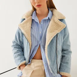 BIANCO LUCCI Women Lapel Collar Solid Cotton Casual Tailored Jacket-image-67
