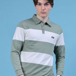 V-Mart Striped Polo Collar Cotton Slim Fit T-shirt-picture-9