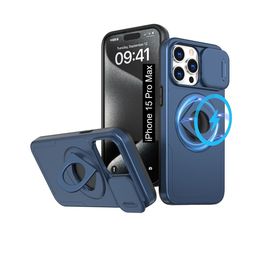 Luxury Kase iPhone 15 Pro Max Mag-Safe Shockproof Rugged Back Case with Ring Kickstand-46