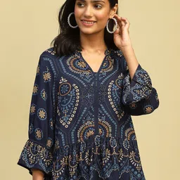 Biba Bandhani Printed Flared Tiered Tunic-34