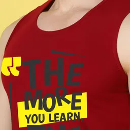 WOOSTRO Pack Of 2 Printed Combed Cotton Gym Vests VWS26(ENJOY WHITE)(MORE MAROON) image 4