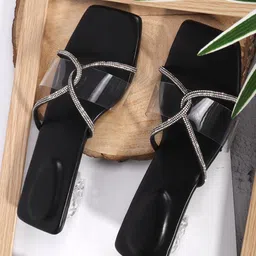 AVIVASTYLE Women Embellished Open Toe Block Heel Sandals-7