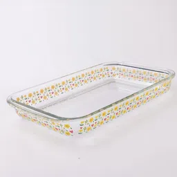 Kuber Industries Transparent Printed Glass Baking Tray image 2