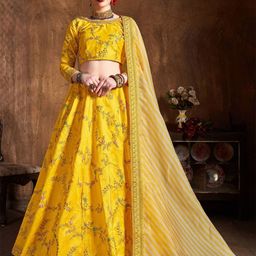 ODETTE Embroidered Thread Work Semi-Stitched Lehenga & Blouse With Dupatta-image-52