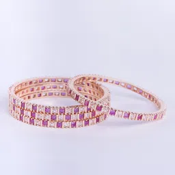 Opal Touch Set Of 4 Rose Gold-Plated AD Studded Bangles image 3