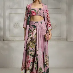 Rivaar By Rocky Star Printed Square Neck Top Shrug With Skirt Co-Ords Set-picture-8