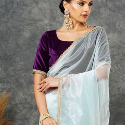 all about you Solid Zardozi Net Saree image 4