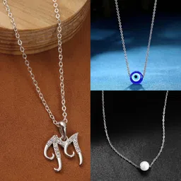 Boghra Sales Set Of 3 Silver-Plated German Silver American Diamond Necklace-image-58