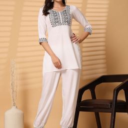 ARDITA Embroidered V Neck Tunic & Trousers Co-Ords-image-83