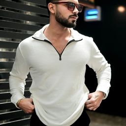 Kasendra Men Self Design V-Neck Cotton T-shirt-picture-3