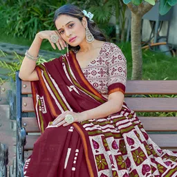 KALINI Zari Block Print Saree image 2