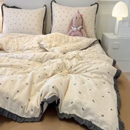 JC HOME Brown & White Printed Double King Regular Bedding Set image 3
