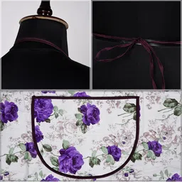 Kuber Industries 2Pc White & Purple Printed Skin Friendly Aprons With Ties image 5