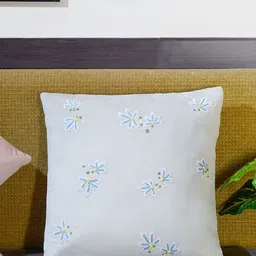 Mid July Home Off White & Blue Floral Velvet Square Cushion Covers-image-88