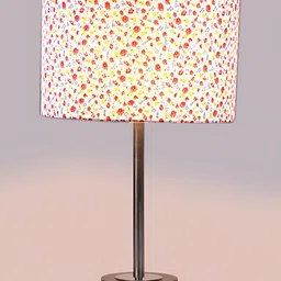 Aura White & Red Printed Metal Cylindrical Shaped Table Lamp-5