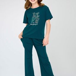 Zeyo Girls Typography Printed Round Neck Night suit-image-56
