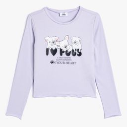 Koton Girls Graphic Printed Round Neck Cotton T-shirt-image-40