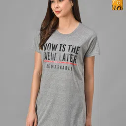 Christy World Women 2 Printed Extended Sleeves Applique T-shirt-image-65