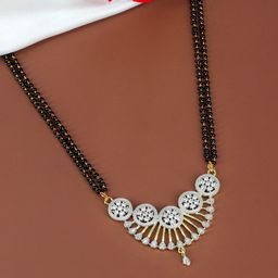 PRIVIU Gold-Plated Artificial Stones and Beads Mangalsutra-14