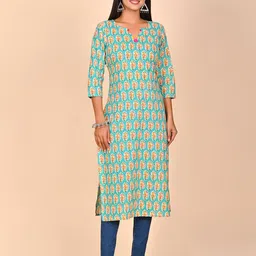 Rashmi Shree Creation Printed V-Neck Straight Kurta-image-27