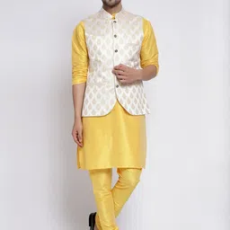 TS LIFESTYLE Men Ethnic Motifs Regular Dupion Silk Kurta with Churidar-image-28