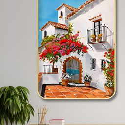 Myntra Elegant Homes White & Red House Printed Wooden Wall Art-29