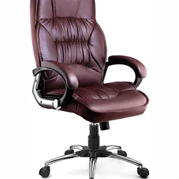 Oakcraft Brown Sturdy & Durable Leatherette Adjustable Seat Height Chair-26