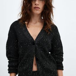MANGO Sequined Ribbed Cardigan-image-6