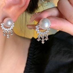 AKISON JEWELS Women Pearl Studded Stud Earrings-image-100