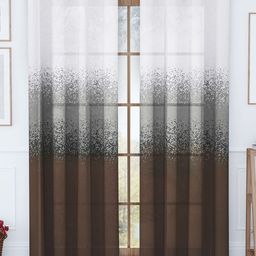 Story@home Brown & White 2 Pieces Abstract Sheer Door Curtains-image-73