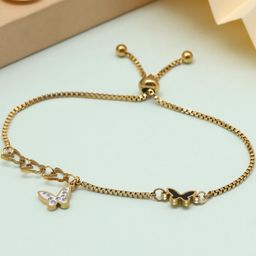 PREYANS Women Gold-Plated Butterfly Charm Bracelet-image-57