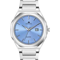 EMPERO Men Brass Stainless Steel Straps Analogue Watch EAB219 Sky Blue Dial Silver Chain-36