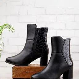 Bxxy Women Crocodile Textured Zipper Ankle Boots-picture-39