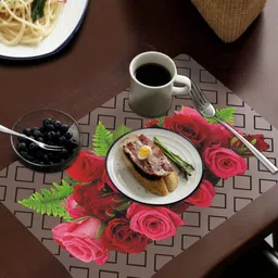 LooMantha Transparent & Red 6 Pieces Printed Rectangular Table Placemats image 3