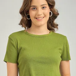 Outzidr Women Ribbed Regular Crop Top-image-6