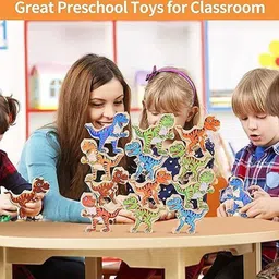 PIPALIYA Boys Set of 16 Diy Dinosaur Stacking Blocks Fun Toys image 2