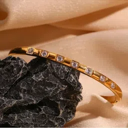 JEWILLEY 18K Gold-Plated Artificial Stones Studded Kada Bracelet-42