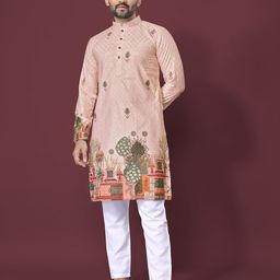 PulseIQ Men Ethnic Motifs Embroidered Thread Work Kurta-image-47