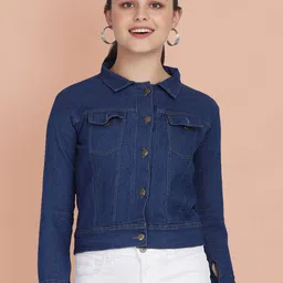 QIOA Women Lightweight Denim Jacket with Embroidered-image-61