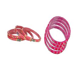 SOMIL Set Of 8 Pink And Orange Bangles-image-86