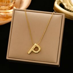 DressBerry Gold-Plated Stainless Steel Anti-Tarnish P Alphabet Letter Pendant & Chain-7