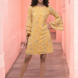 INUKA Floral Print Georgette A-Line Dress-image-7