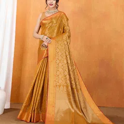 Ishin Ethnic Motifs Zari Silk Blend Kanjeevaram Saree-image-71