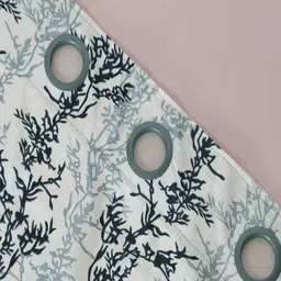 AJISH Black & White Set of 2 Floral Window Curtain image 4